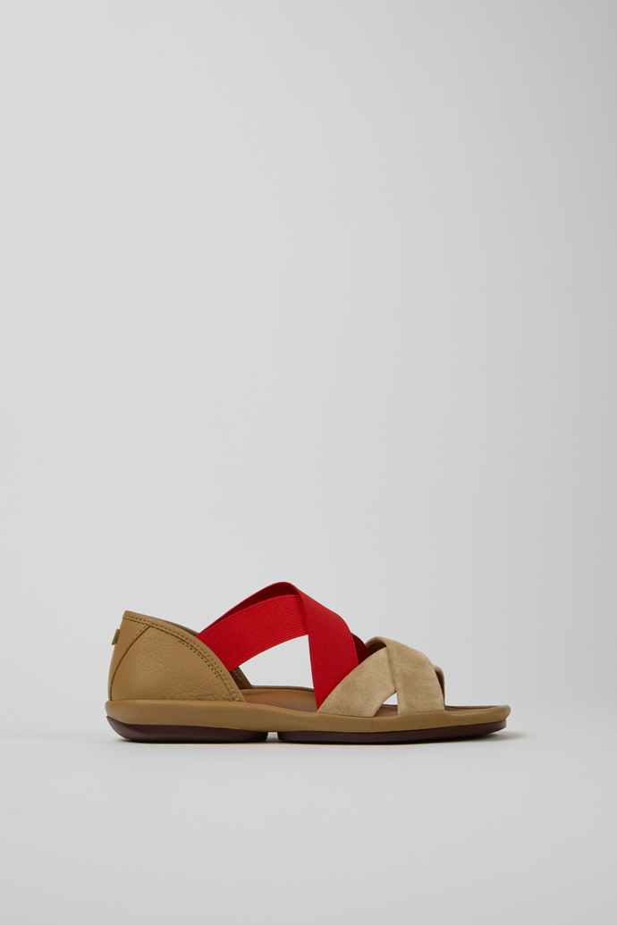Twins Sandalias de textil y nobuk marrones para mujer.