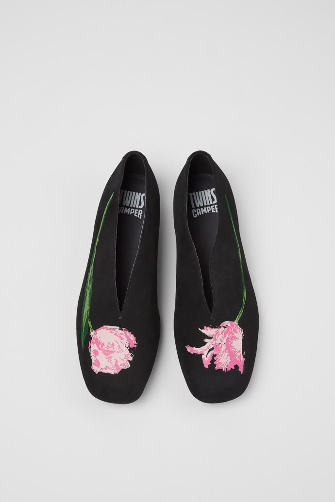 Overhead view of Twins Multicolor Nubuck Ballerinas for Women.