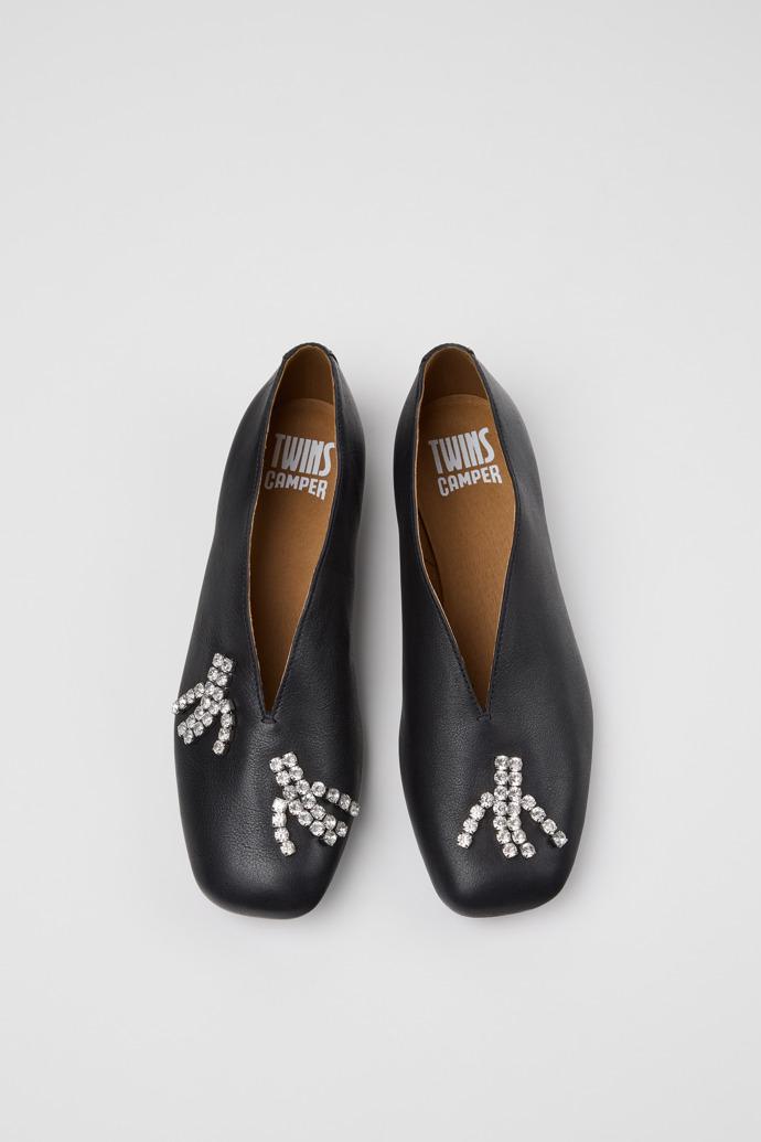 Twins Schwarze Ballerinas aus Leder für Damen.