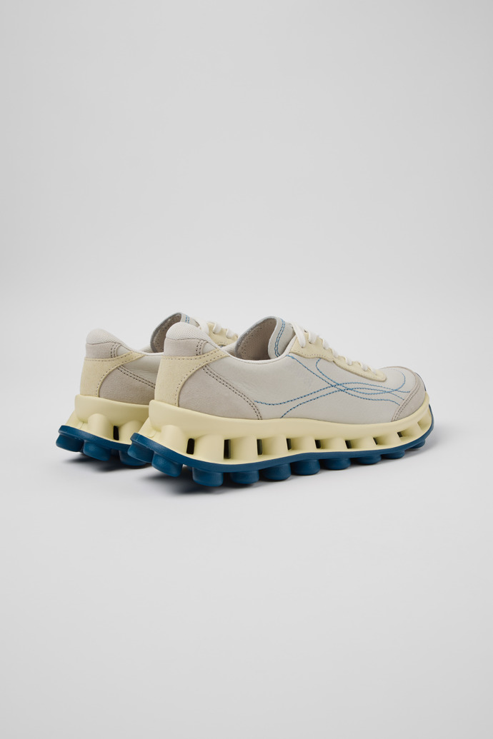 Back view of Pelotissima White and Beige Leather and Nubuck Sneakers for Women.