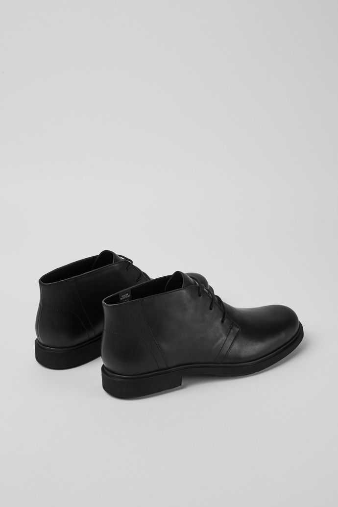 Back view of Neuman Black leather ankle boots for men