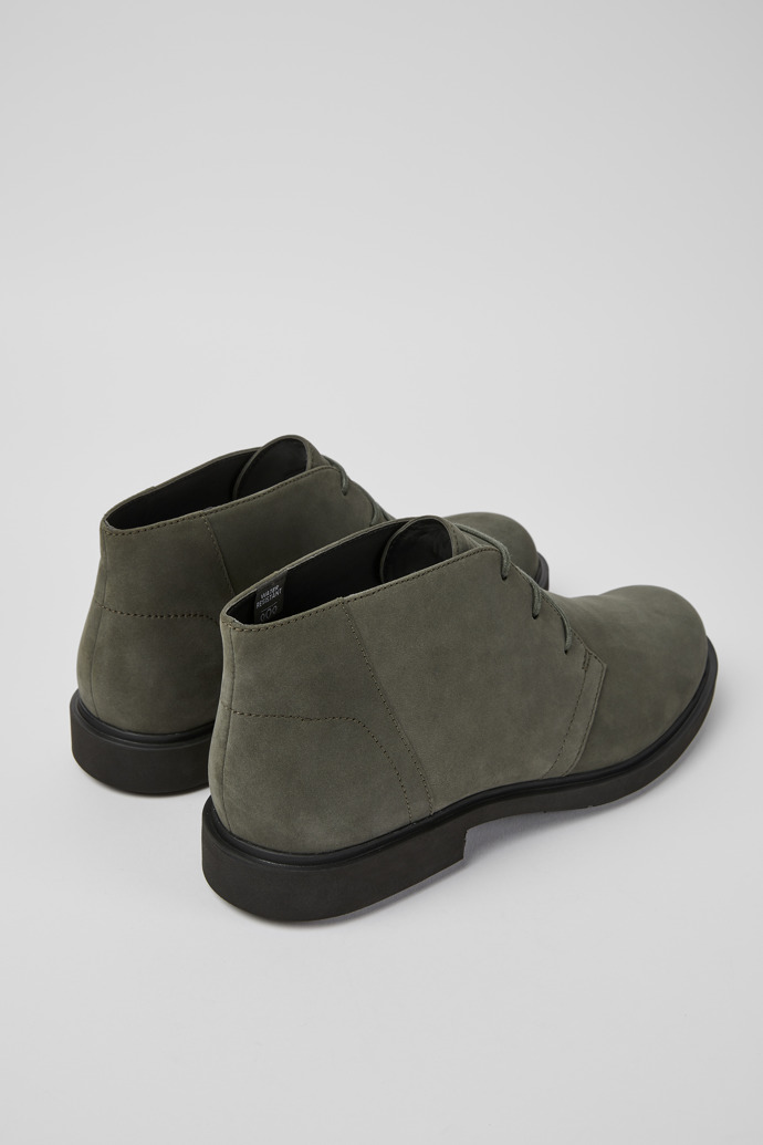 Back view of Neuman Green nubuck ankle boots for men