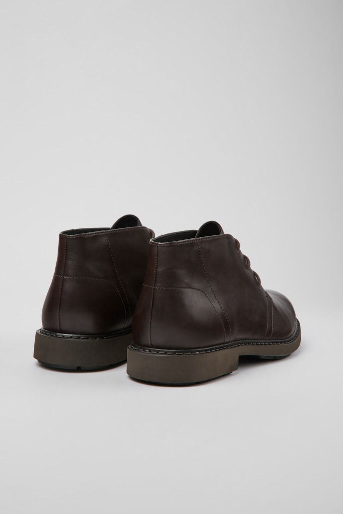 Back view of Neuman Brown leather ankle boots for men