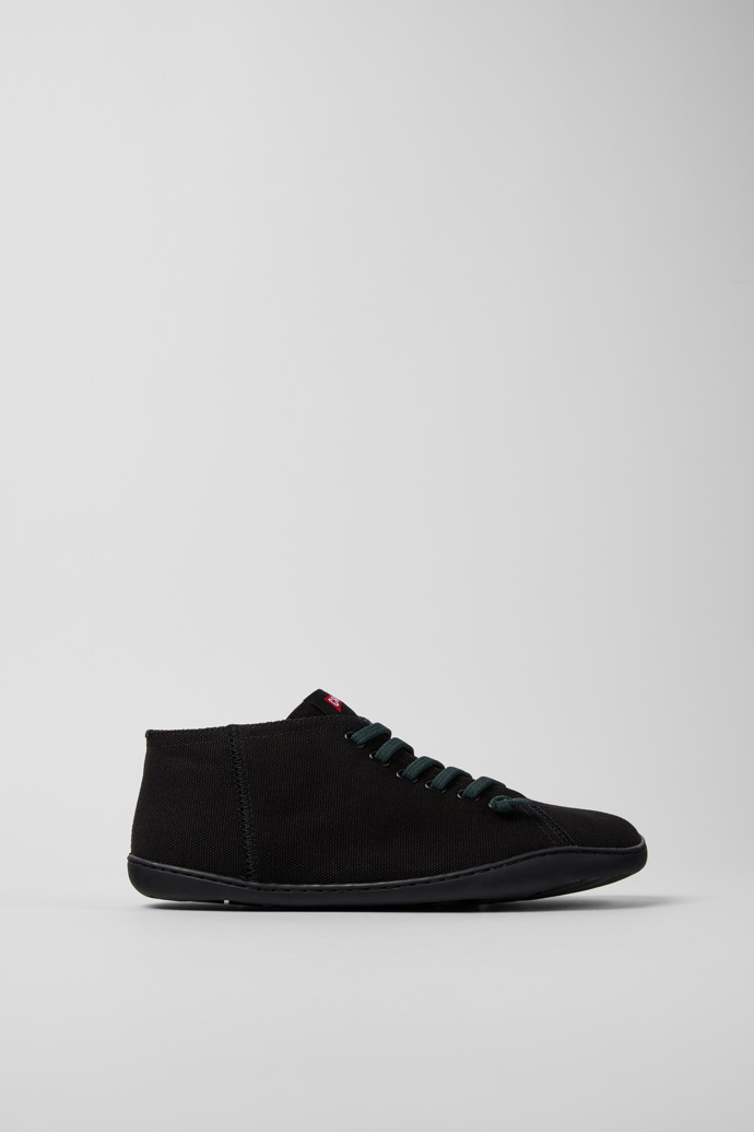 Side view of Peu Black textile shoes for men