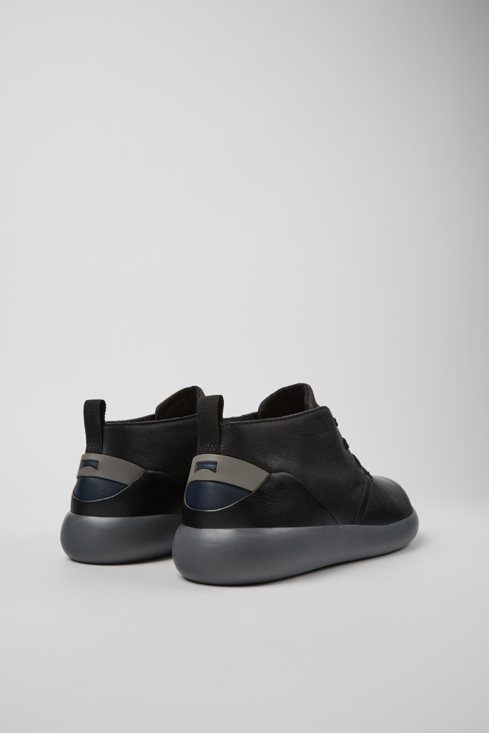 Back view of Capsule Black leather and nubuck sneakers for men