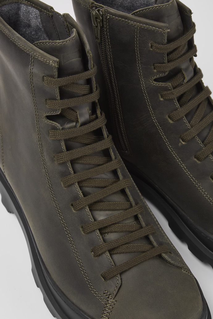 Close-up view of Brutus Green medium lace boot for men
