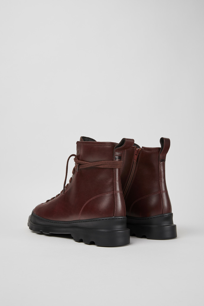 Back view of Brutus Burgundy leather lace-up boots