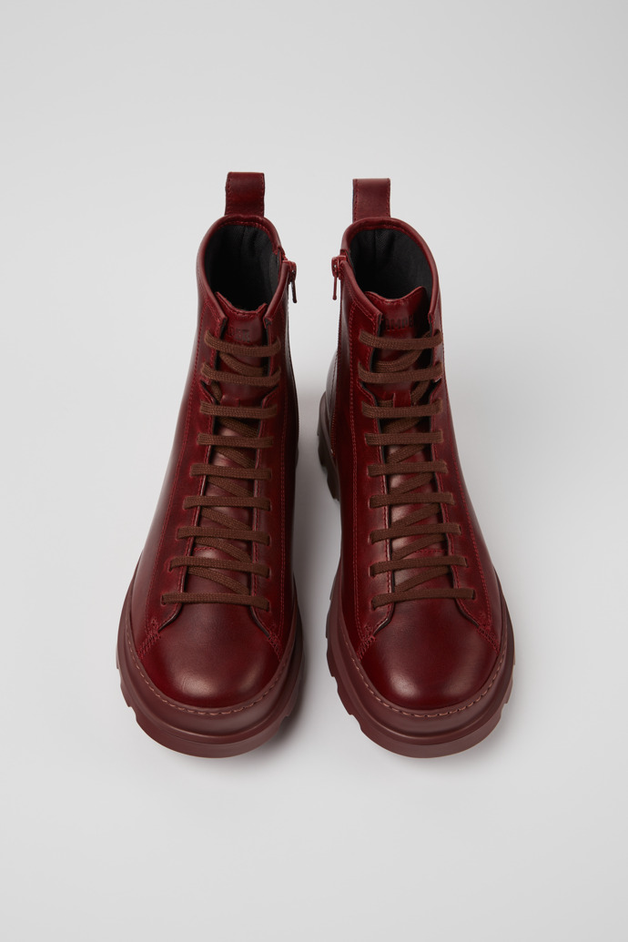 Overhead view of Brutus Burgundy leather ankle boots for men