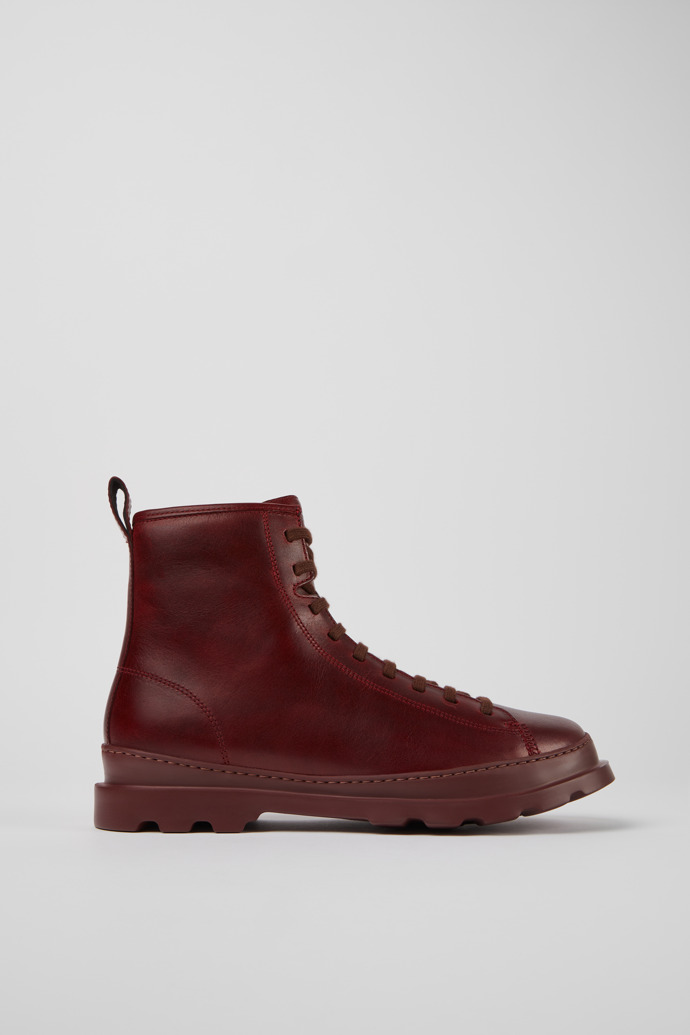 Side view of Brutus Burgundy leather ankle boots for men
