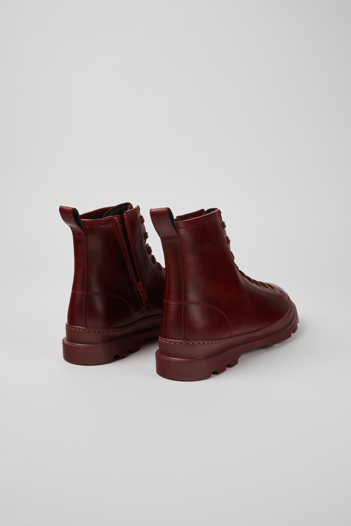 Back view of Brutus Burgundy leather ankle boots for men