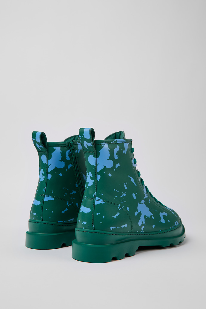 Back view of Brutus Green and blue leather ankle boots for men