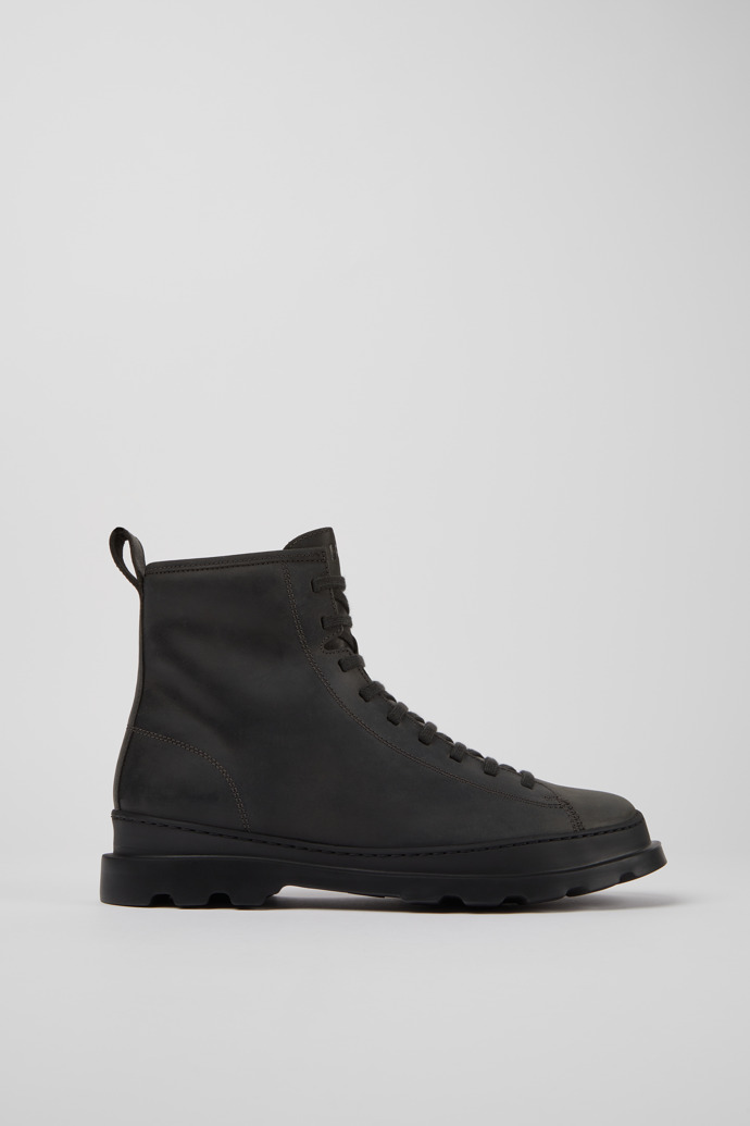 Side view of Brutus Dark gray nubuck ankle boots for men