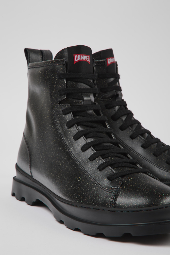 Close-up view of Brutus Black MIRUM® ankle boots for men