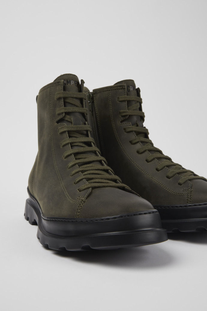 Close-up view of Brutus Green medium lace boot for men