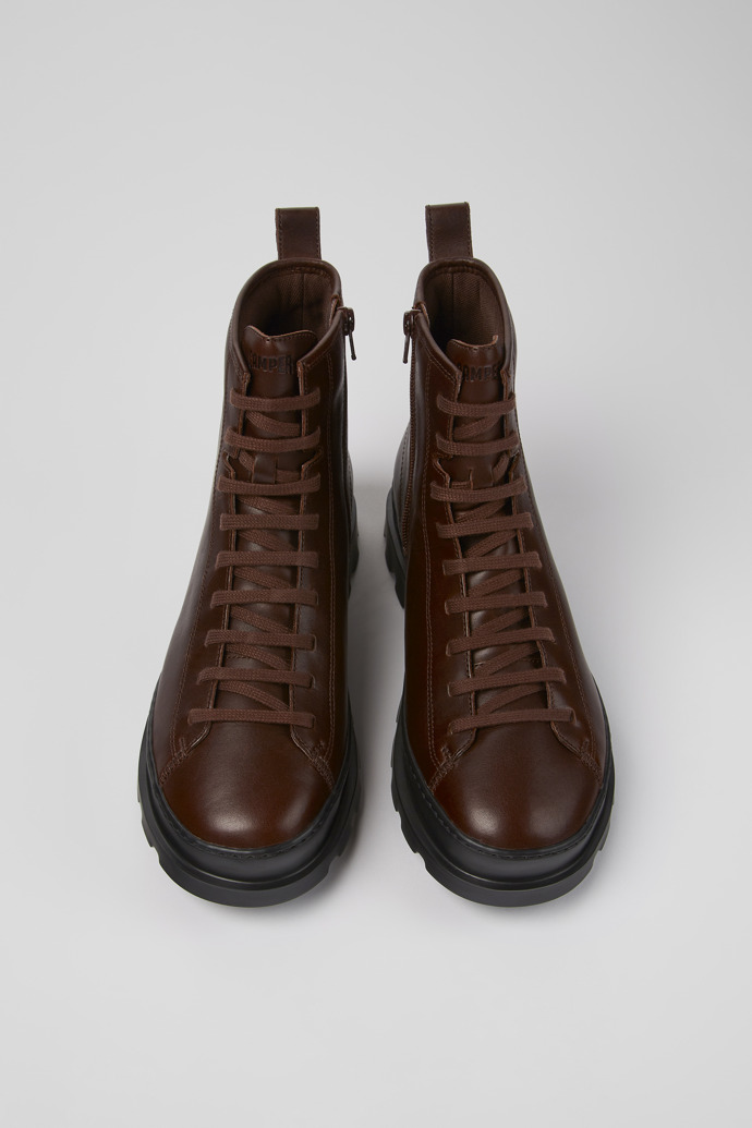 Overhead view of Brutus Burgundy medium lace boot for men