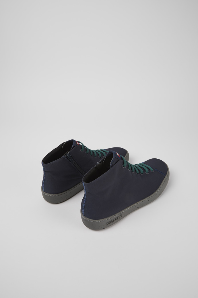 Back view of Peu Touring Blue textile ankle boots for men