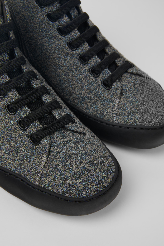 Close-up view of Peu Touring Gray-black textile ankle boots for men