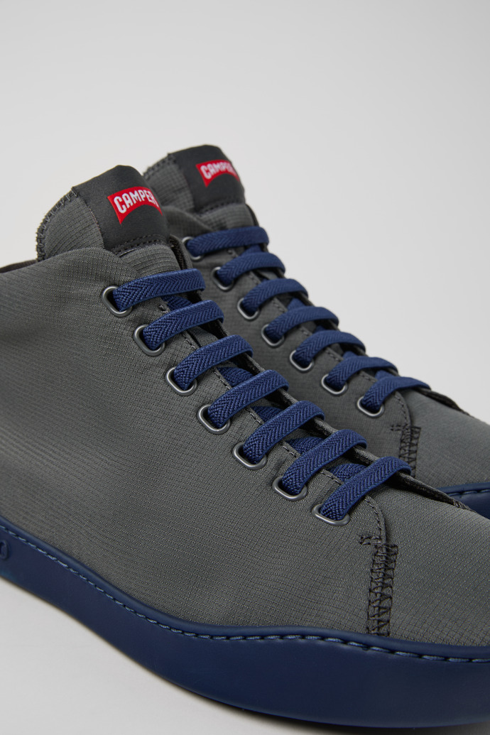 Close-up view of Peu Touring Gray Textile Sneaker Boots for Men.