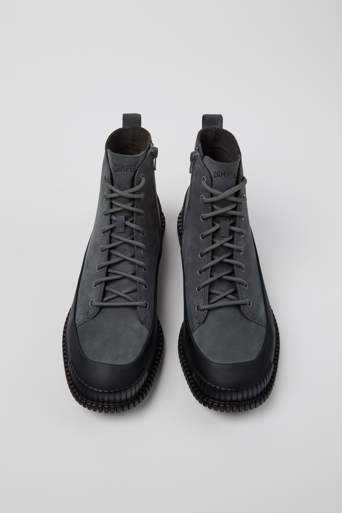 Overhead view of Pix Multicolor Nubuck and Leather Mid Boots for Men.
