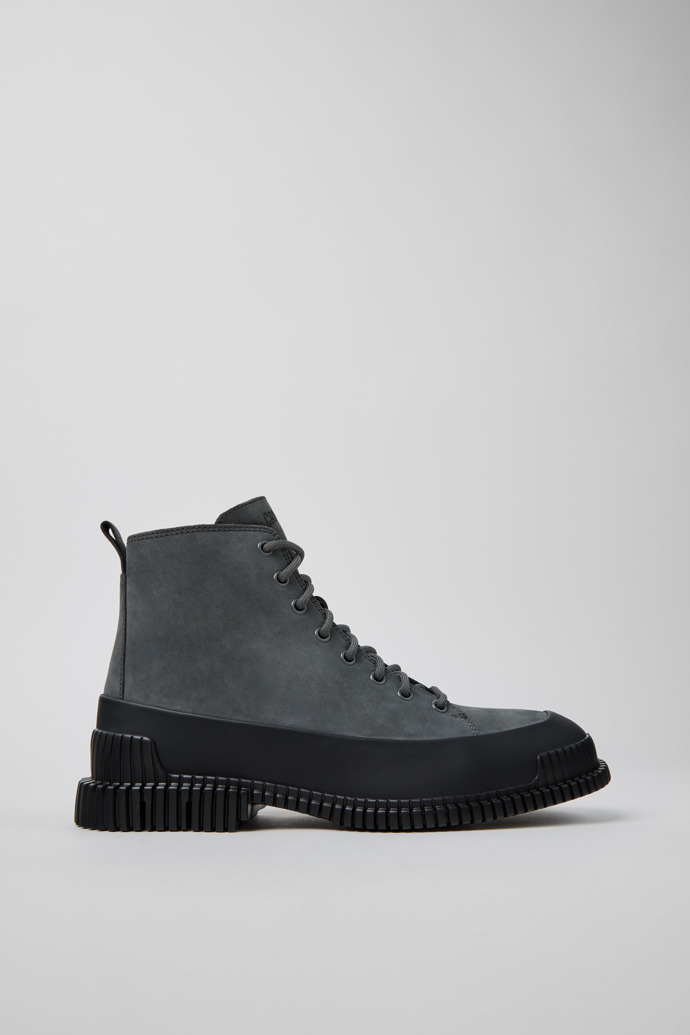 Side view of Pix Multicolor Nubuck and Leather Mid Boots for Men.