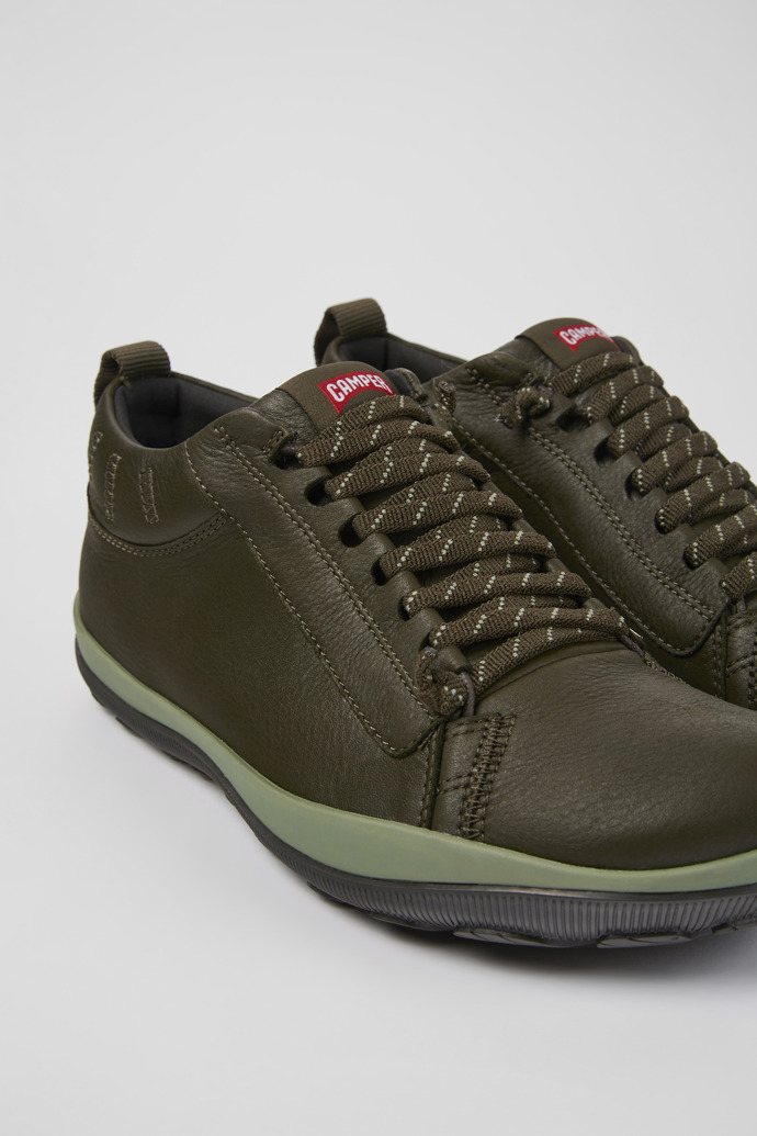 Close-up view of Peu Pista GORE-TEX Green-gray leather shoes for men