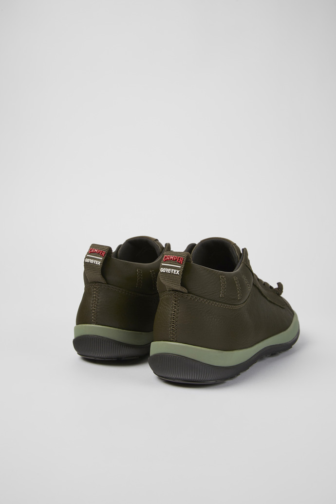 Back view of Peu Pista GORE-TEX Green-gray leather shoes for men