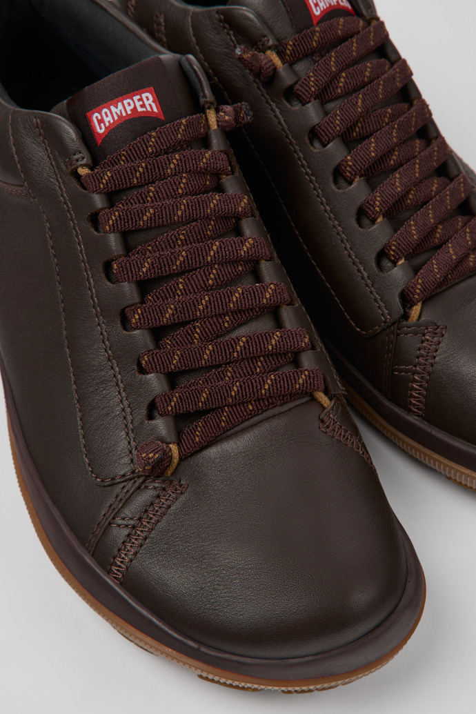 Close-up view of Peu Pista GORE-TEX Brown leather shoes for men