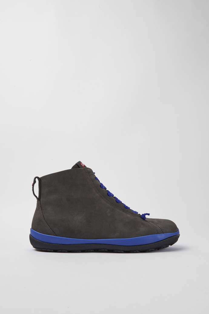 Side view of Peu Pista Grey nubuck ankle boots for men