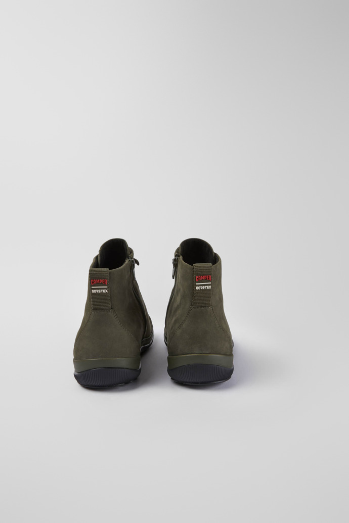 Back view of Peu Pista Green nubuck ankle boots for men