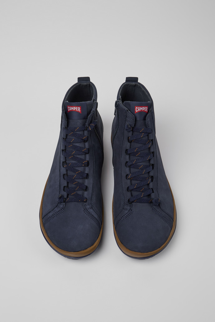 Overhead view of Peu Pista Blue nubuck ankle boots for men