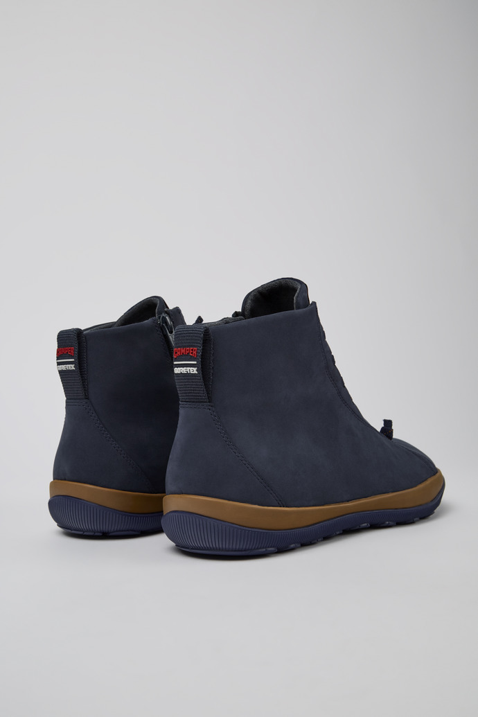 Back view of Peu Pista Blue nubuck ankle boots for men