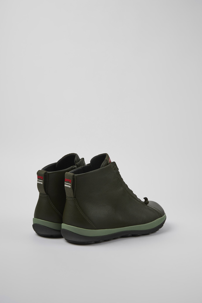 Back view of Peu Pista Green leather ankle boots for men