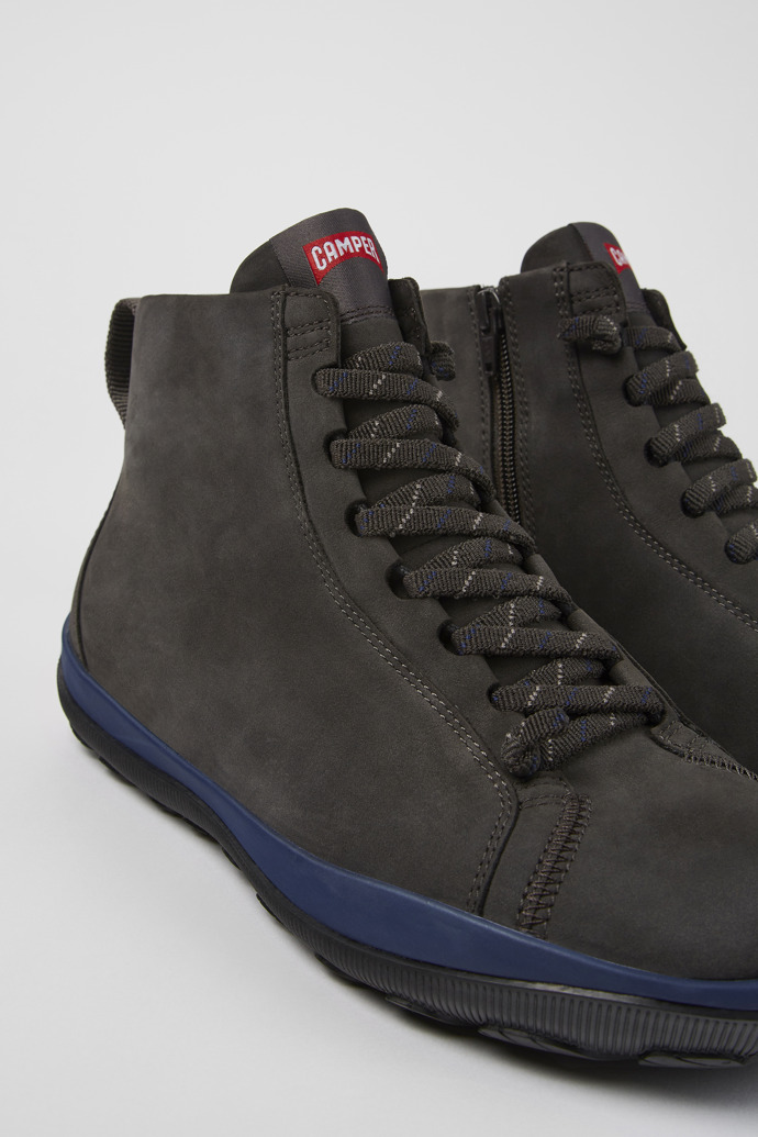 Close-up view of Peu Pista GORE-TEX Gray nubuck ankle boots for men