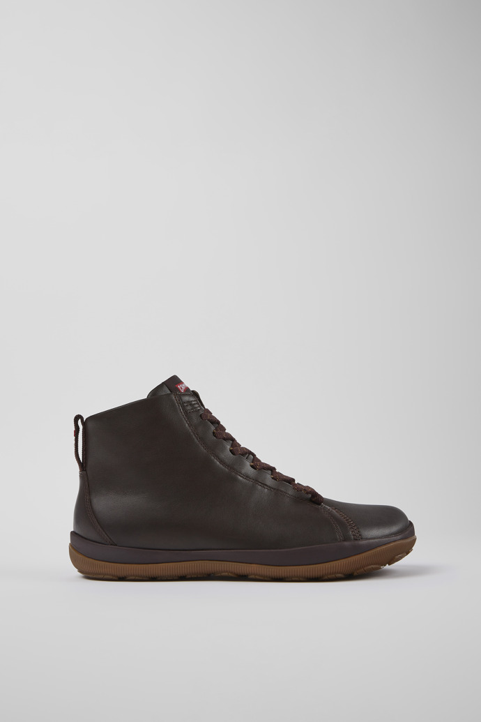 Side view of Peu Pista Brown leather ankle boots for men