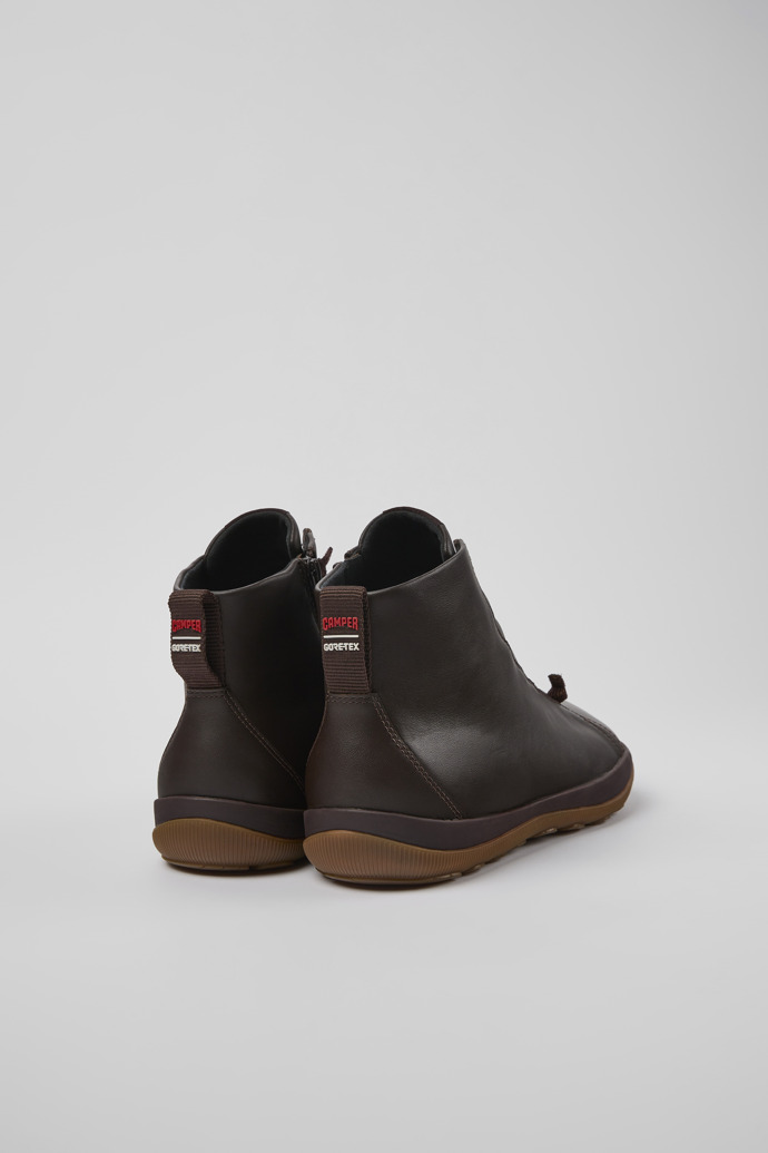 Back view of Peu Pista GORE-TEX Brown leather ankle boots for men