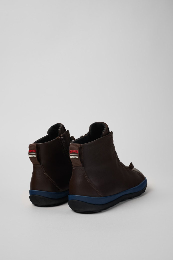 Back view of Peu Pista Brown leather ankle boots for men