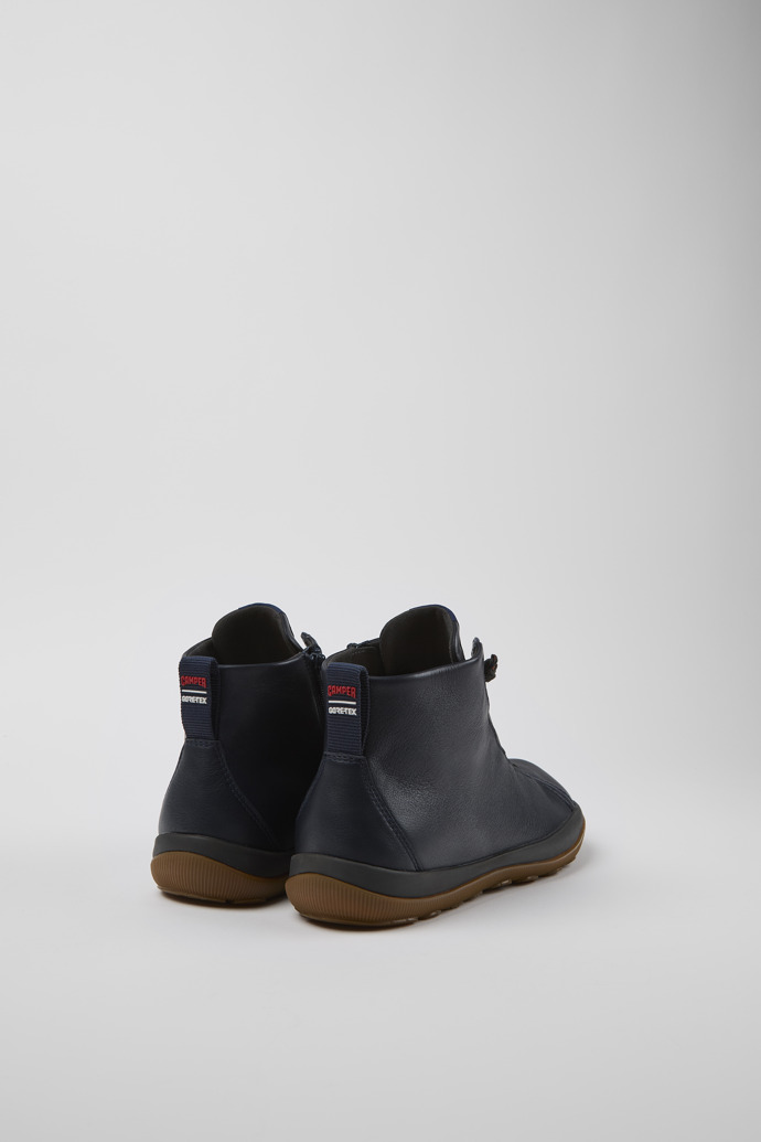 Back view of Peu Pista Blue leather ankle boots for men