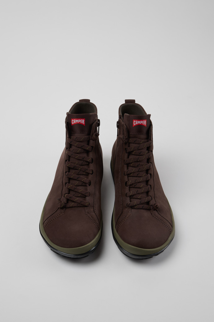 Overhead view of Peu Pista GM Brown Nubuck Ankle Boots for Men.