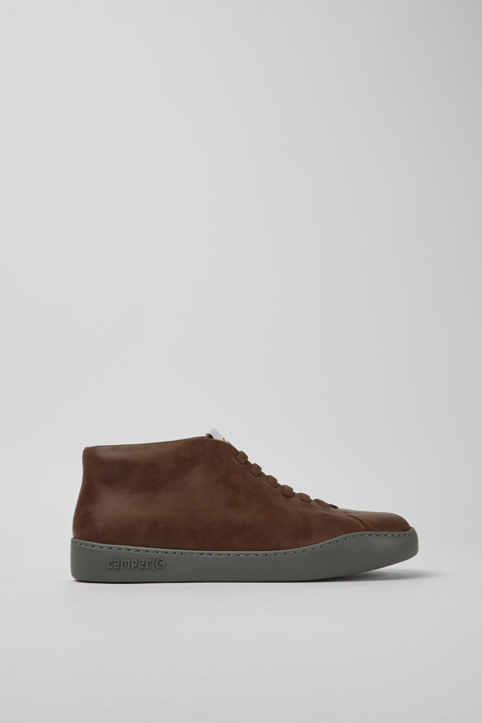 Side view of Peu Touring Brown leather men's sneakers