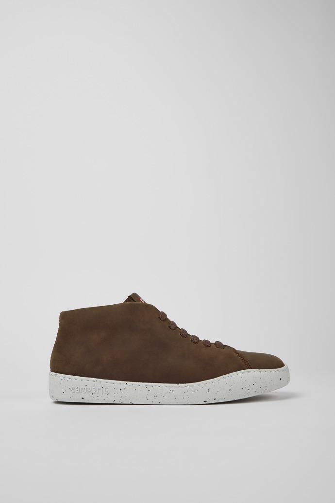 Side view of Peu Touring Brown leather sneakers for men