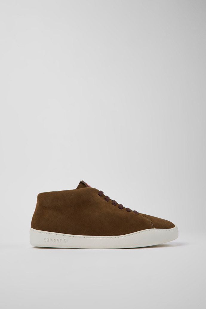 Side view of Peu Touring Brown nubuck sneakers for men