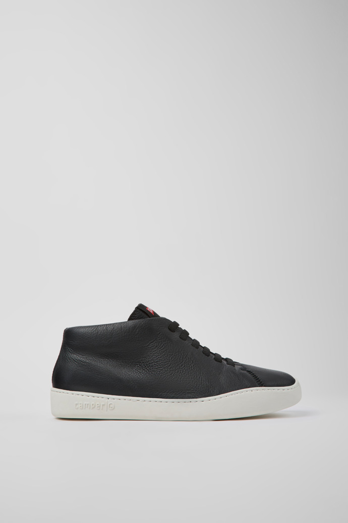 Side view of Peu Touring Black leather sneakers for men