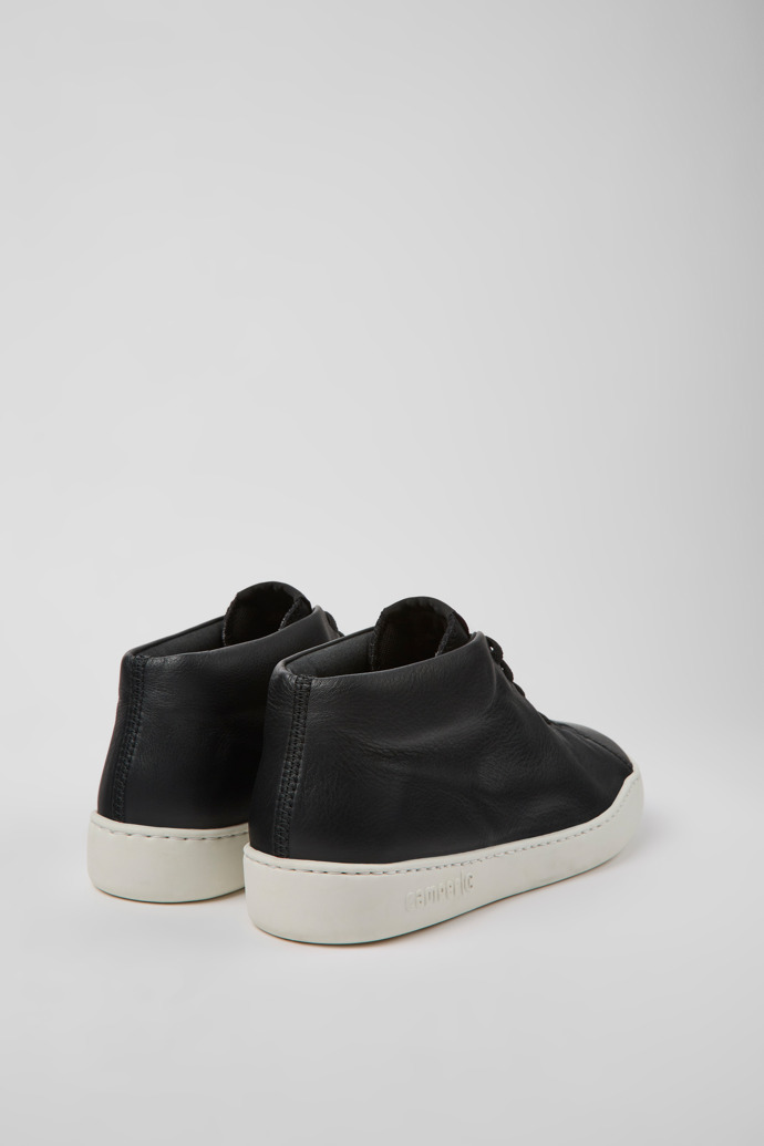Back view of Peu Touring Black leather sneakers for men