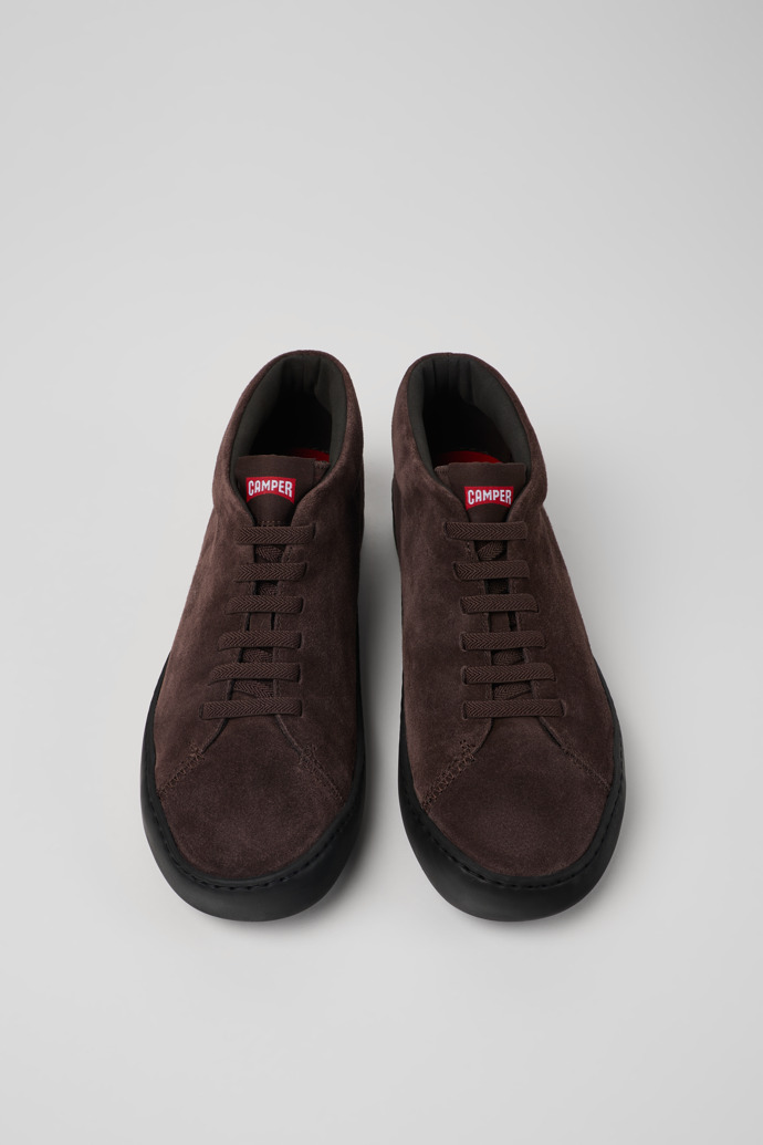 Overhead view of Peu Touring Brown nubuck sneakers for men