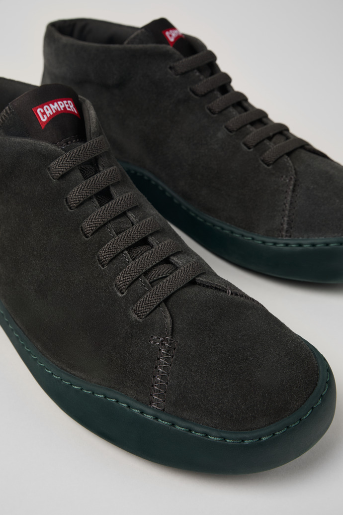 Close-up view of Peu Touring Gray nubuck sneakers for men