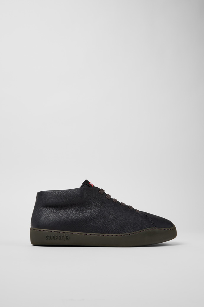 Side view of Peu Touring Black Leather Sneaker Boots for Men.