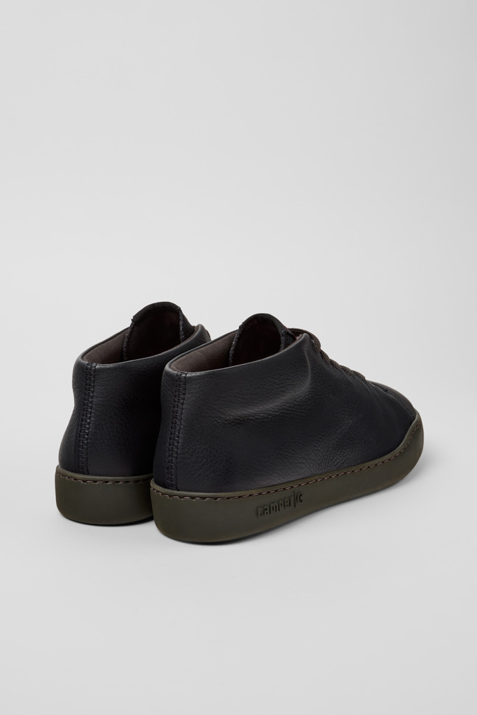 Back view of Peu Touring Black Leather Sneaker Boots for Men.