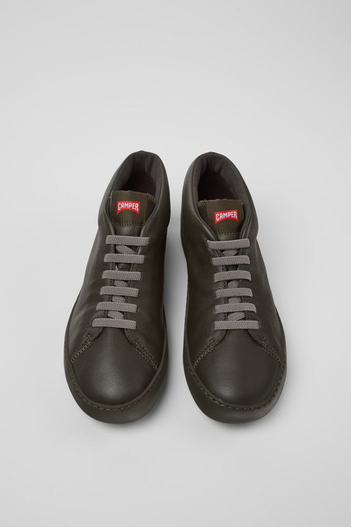 Overhead view of Peu Touring Green Leather Sneaker Boots for Men.