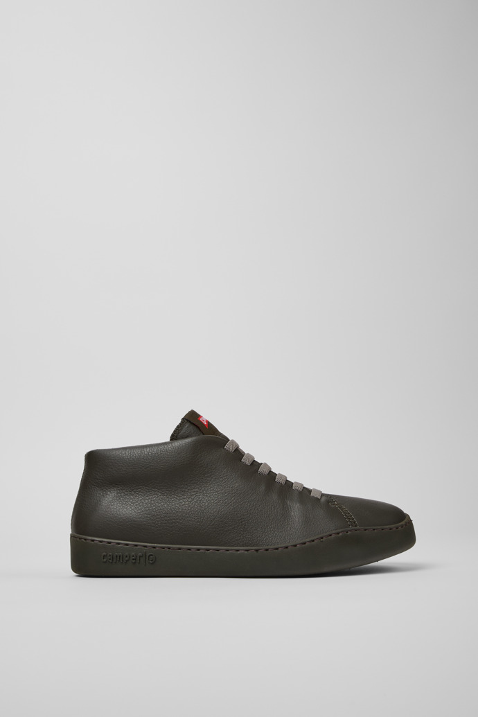 Side view of Peu Touring Green Leather Sneaker Boots for Men.