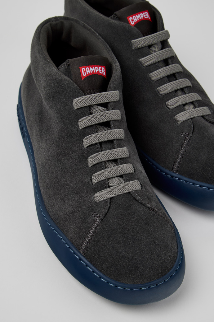 Close-up view of Peu Touring Gray Suede Sneaker Boots for Men.